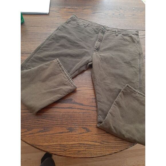 Good Used Condition Men's 42x30 Night Brown Wrangler Rugged Wear Thermal Pants - Picture 1 of 7